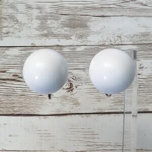 Vintage Clip On Earrings - 3D Domed White 7/8"